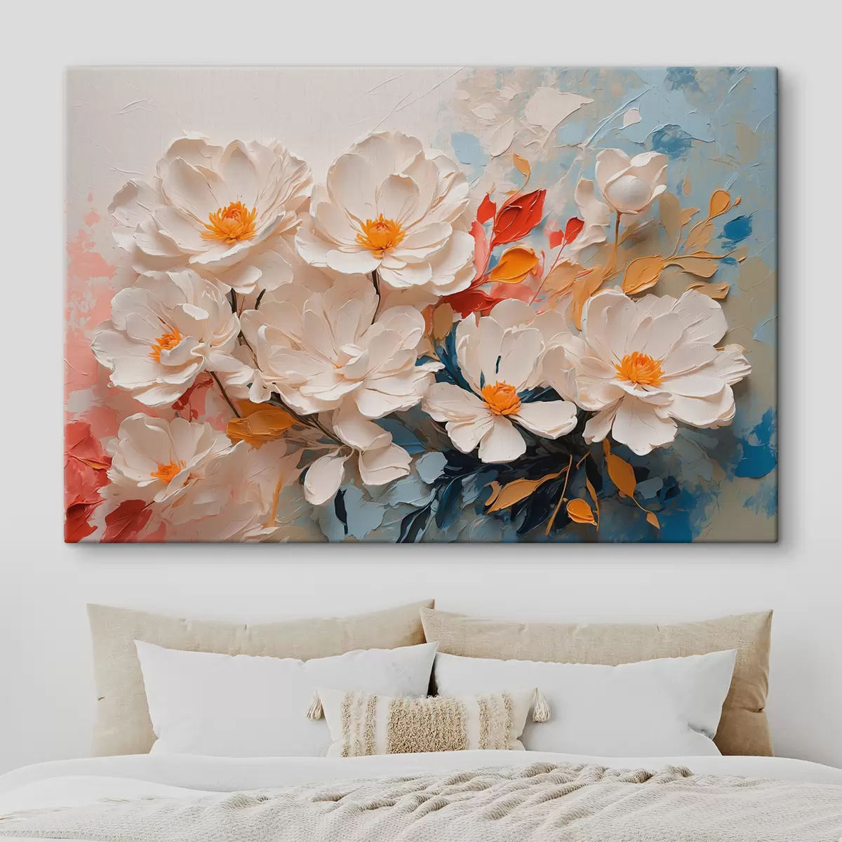  Peintures Fleurs blanches abstraites à l'huile s40862