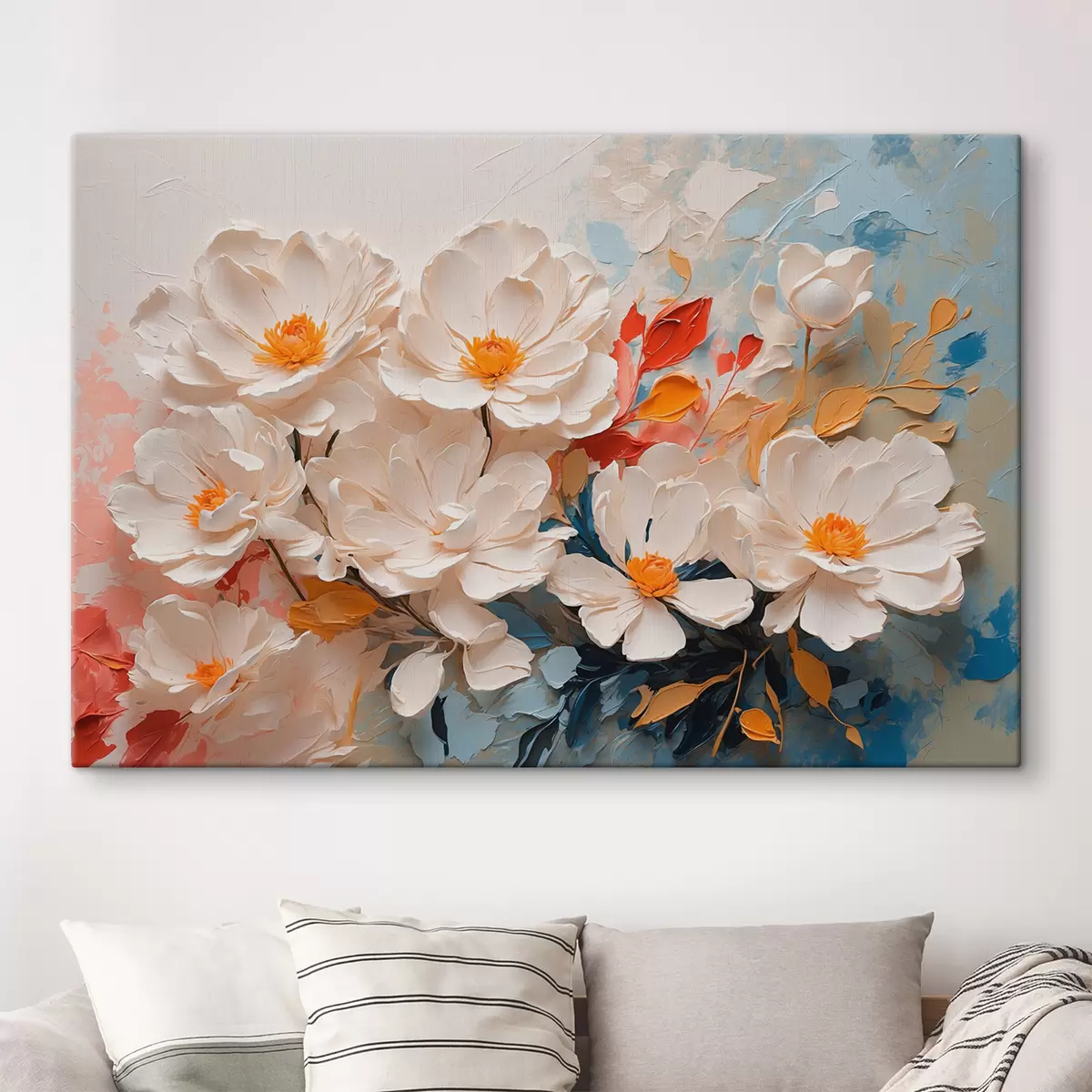  Peintures Fleurs blanches abstraites à l'huile s40862