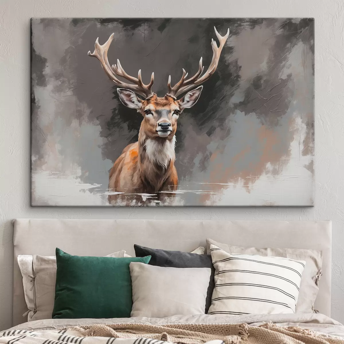  Schilderijen Hert op grijs-zwarte achtergrond s40865