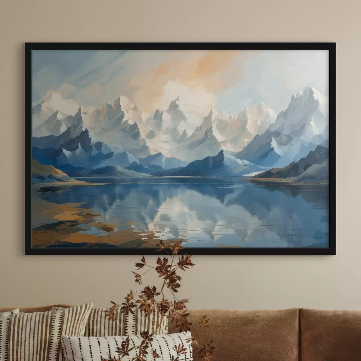 Affiche Lac et montagnes enneigées f40861