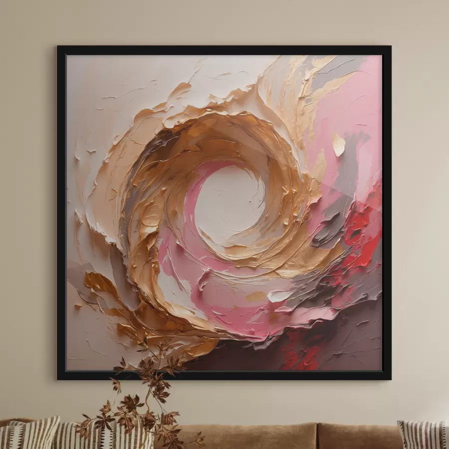 Fotobehang Abstract olieverfschilderij met roze draaikolk f40863