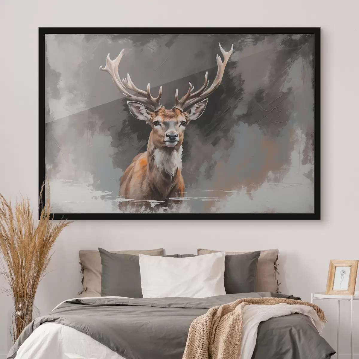 Poster Hert op grijs-zwarte achtergrond f40865