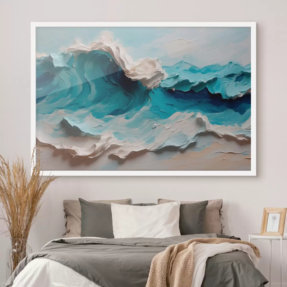 Poster Abstracte zeegolf in olie f40867