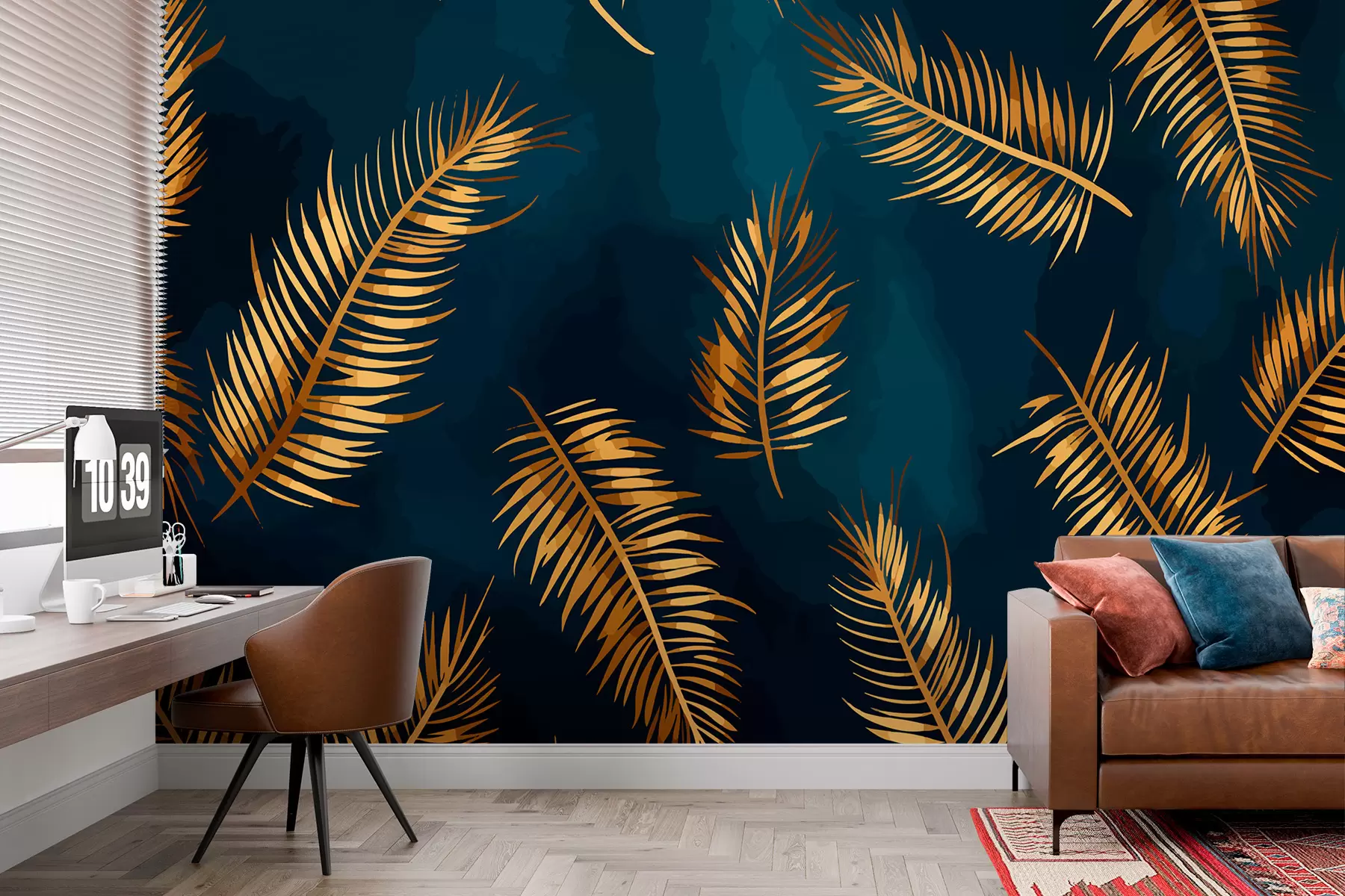 Fotobehang Geschilderde bladeren w01743