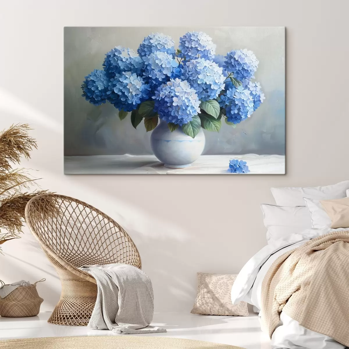  Peintures Beaux hortensias bleus dans un vase s38696