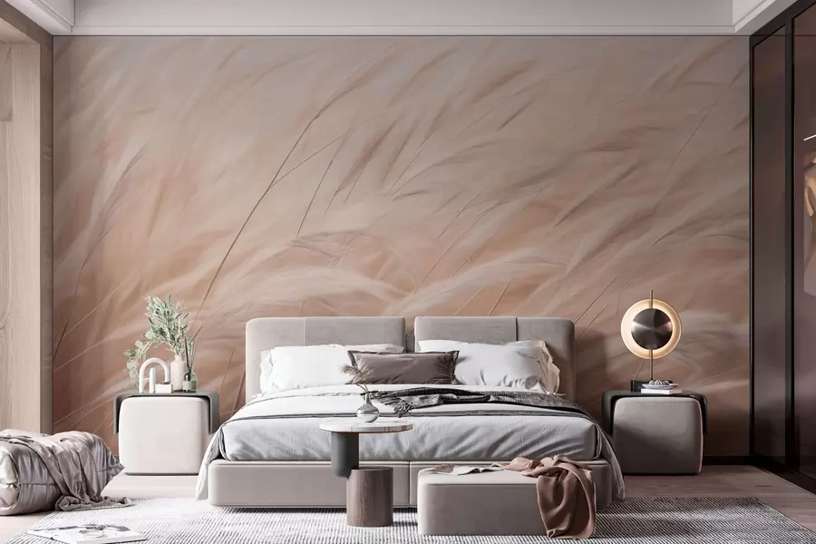 Fotobehang Beige aartjes van veldgras w01719v1