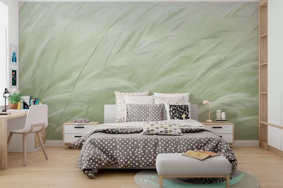 Fotobehang Groene aartjes van veldgras w01719v2