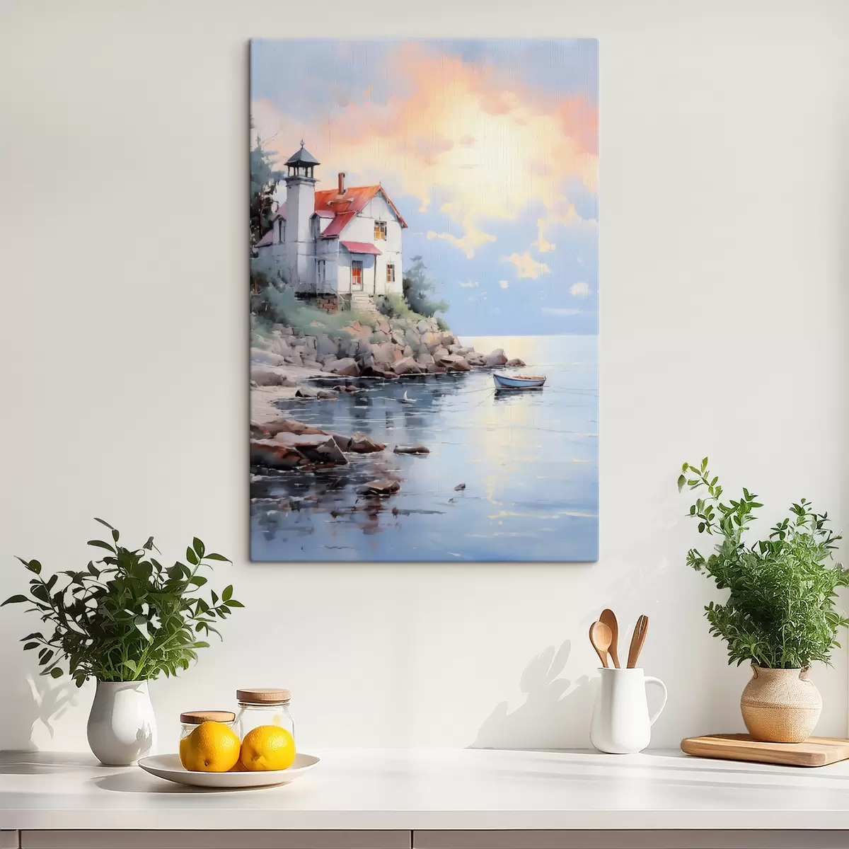  Peintures Maison sur la plage au bord de la mer au coucher du soleil s41010