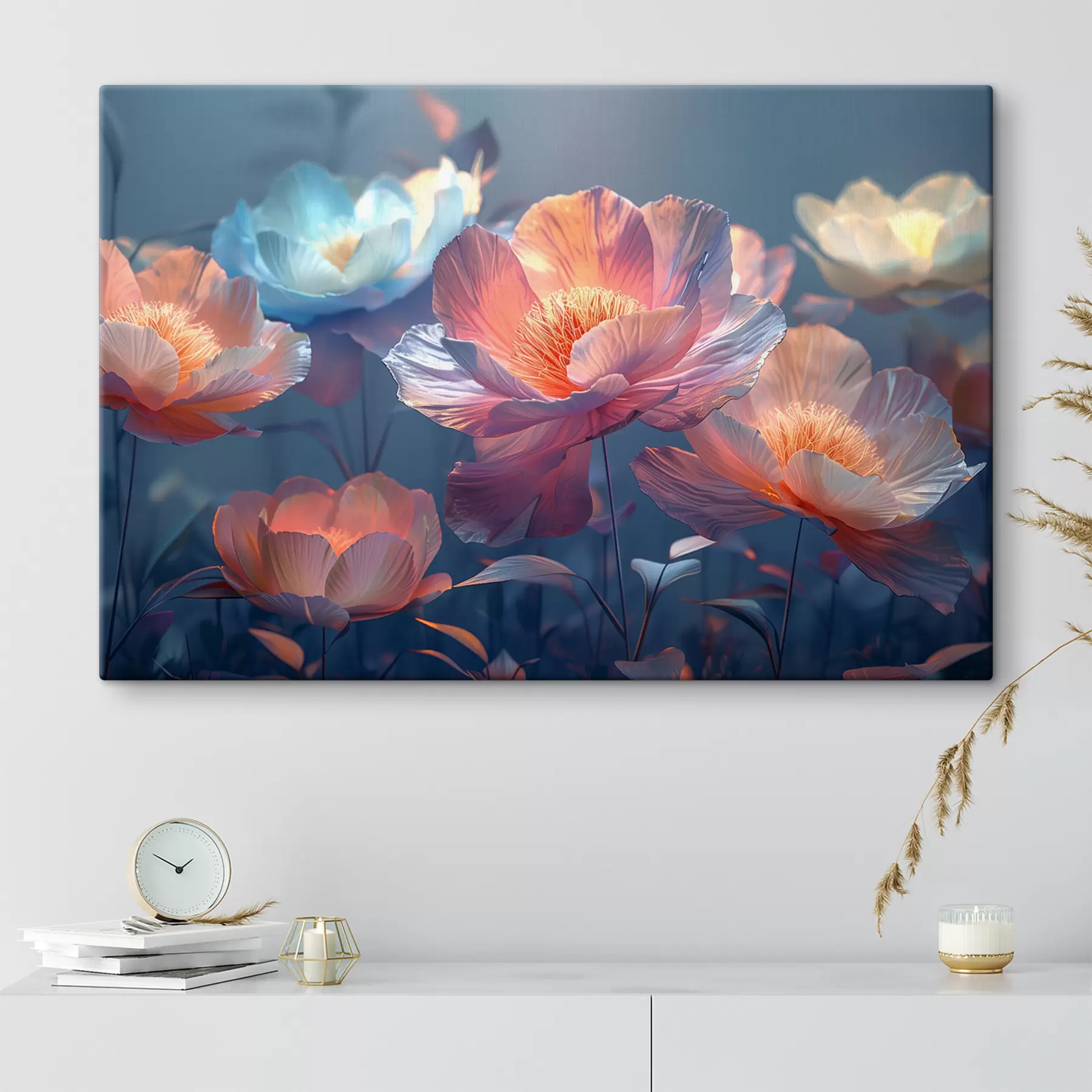 Fotobehang Magische klaprozen met een blauwe tint s40958