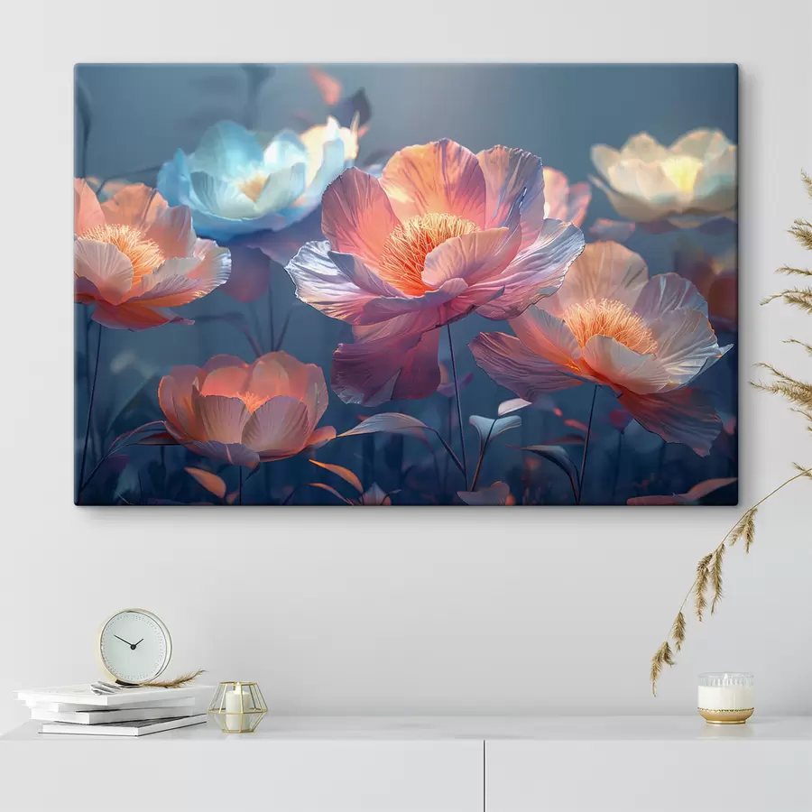  Schilderijen Magische klaprozen met een blauwe tint s40958