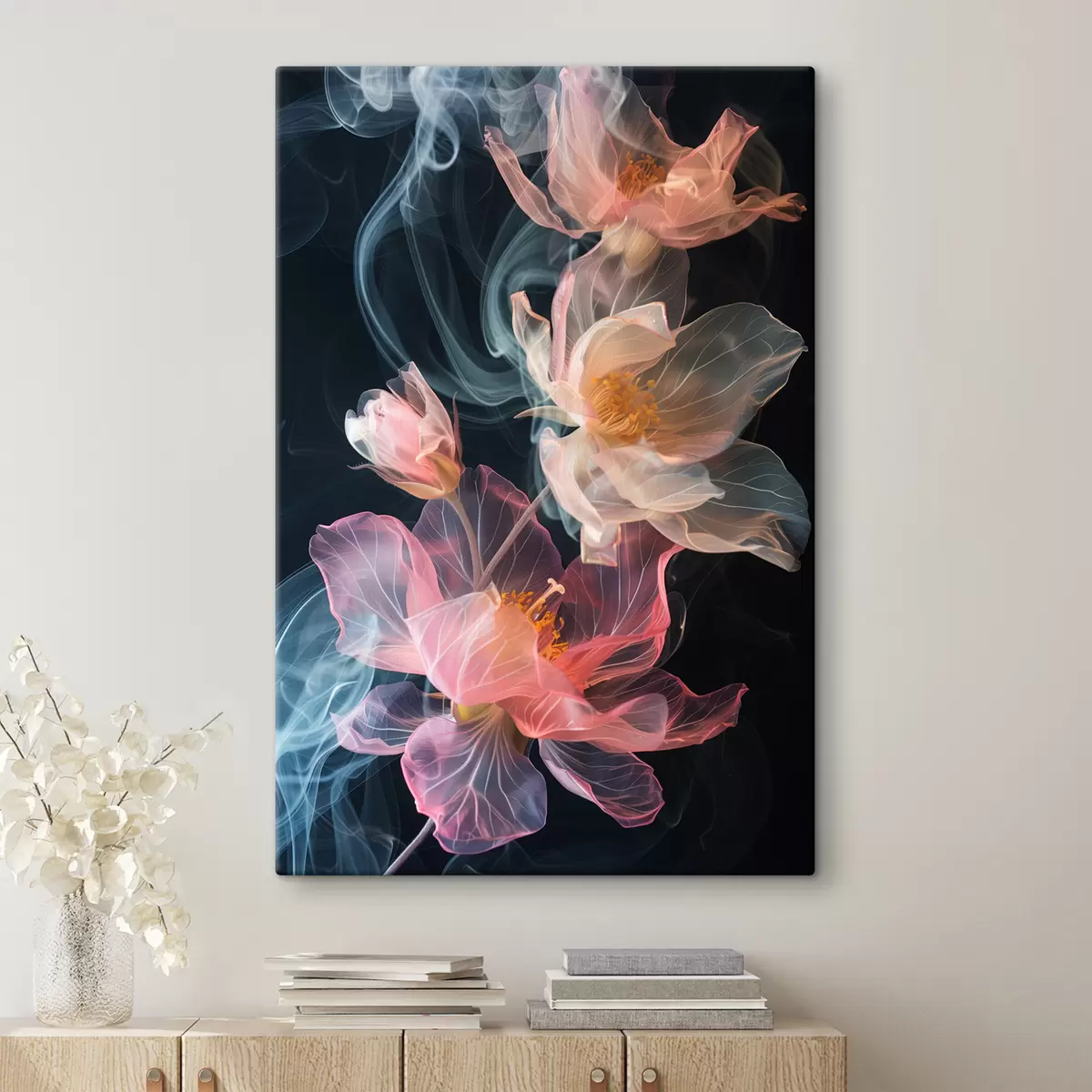  Peintures Fleurs délicates et aériennes entourées de fumée s40967