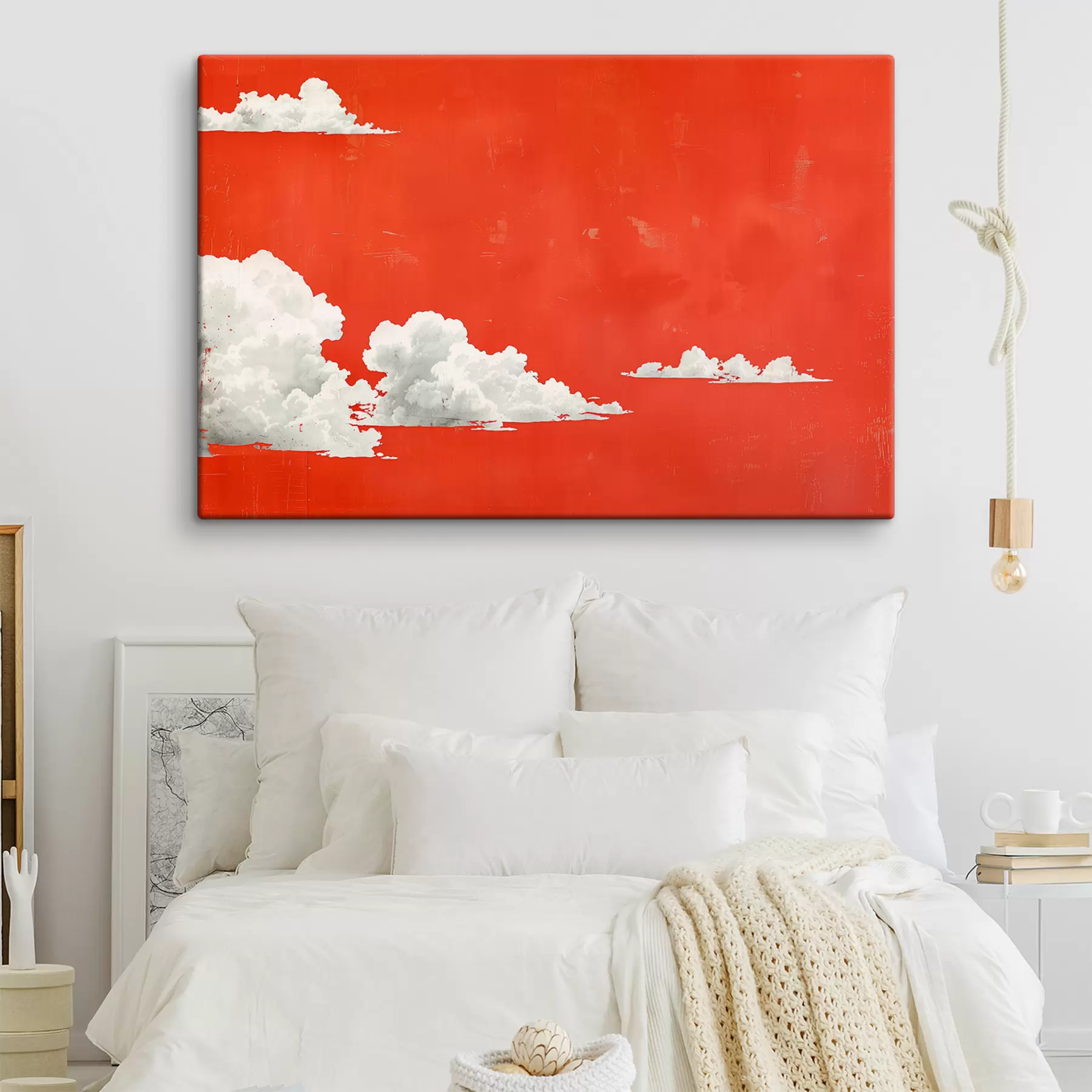Papier peint photo Ciel rouge avec nuages blancs s40974