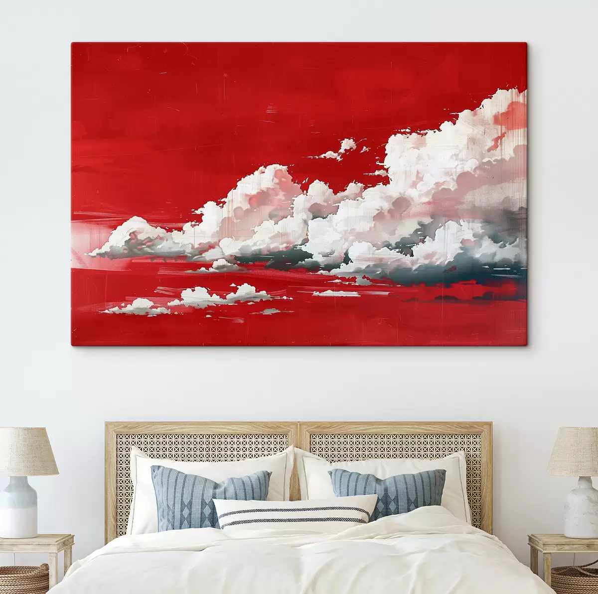  Peintures Nuages orageux sur fond rouge s40987