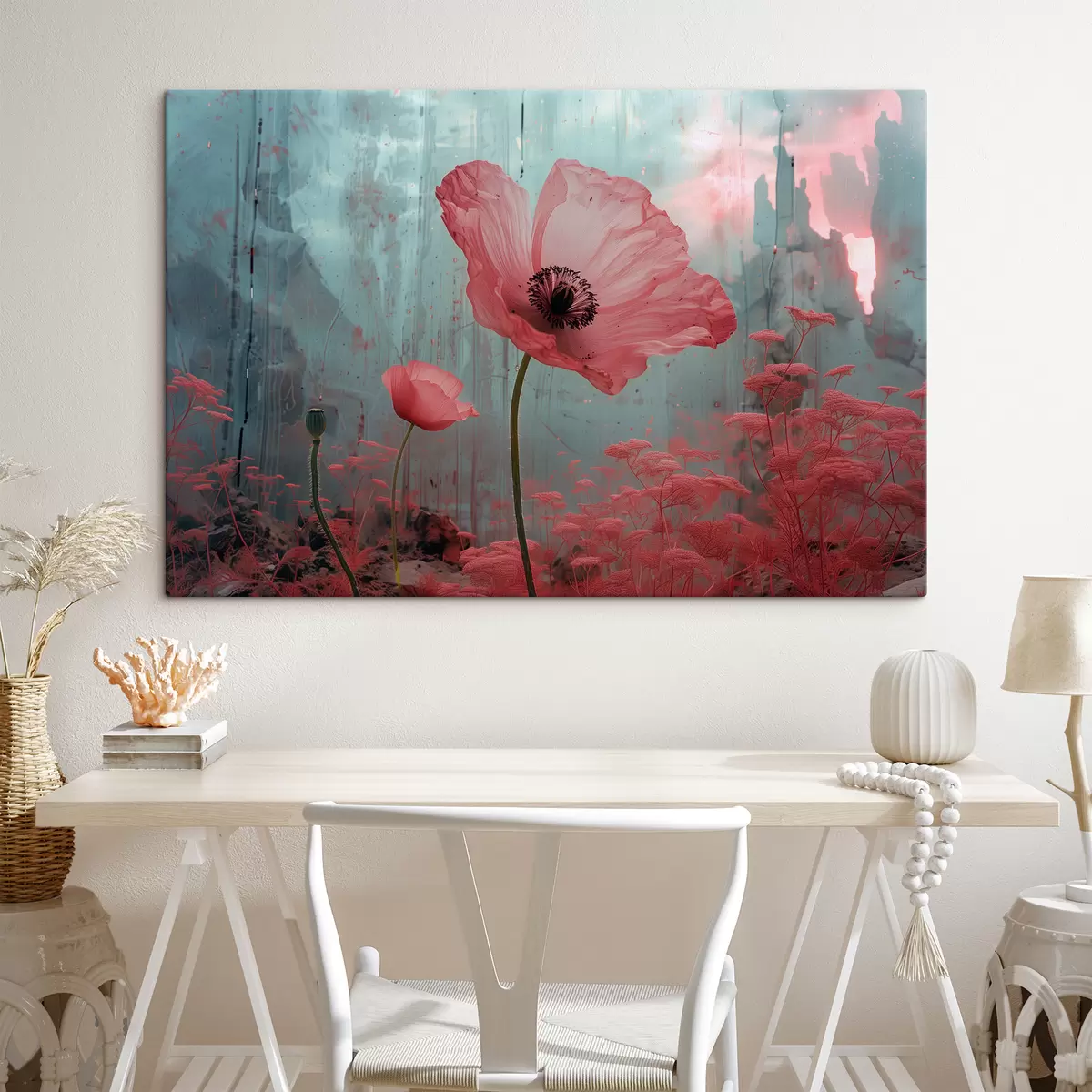  Peintures Les coquelicots dans une nature futuriste s40988