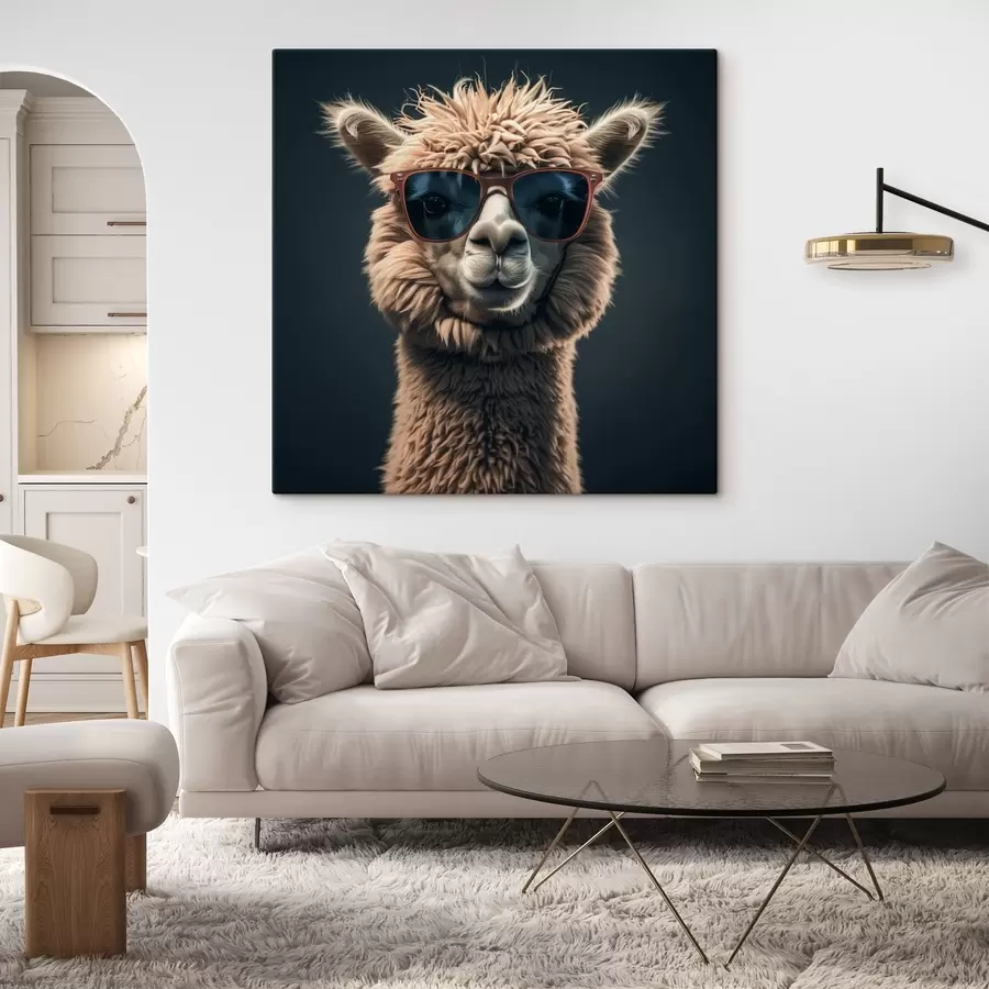  Schilderijen Stijlvolle lama met bril s40995