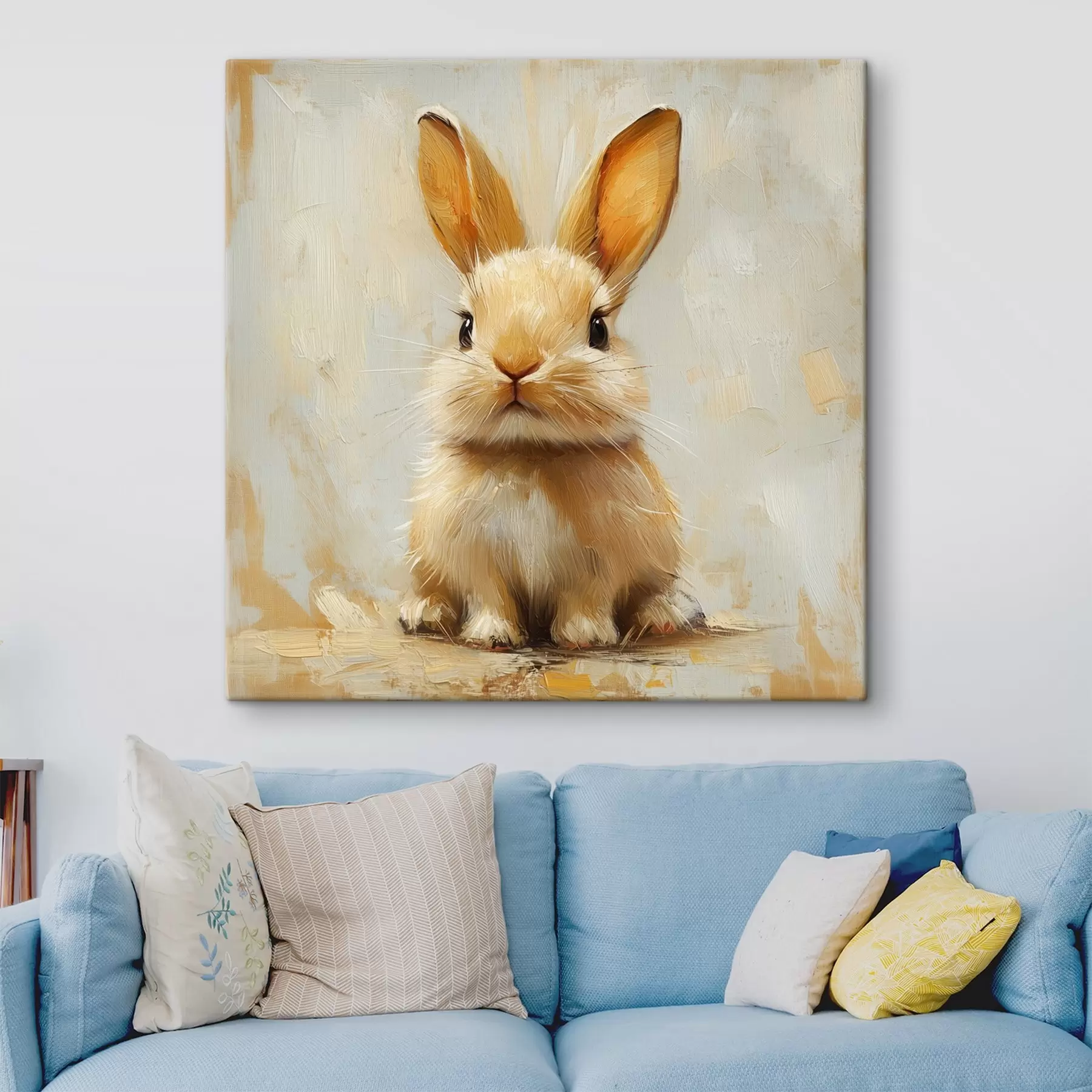  Peintures Lapin beige sur fond clair avec des coups de pinceau audacieux s41000