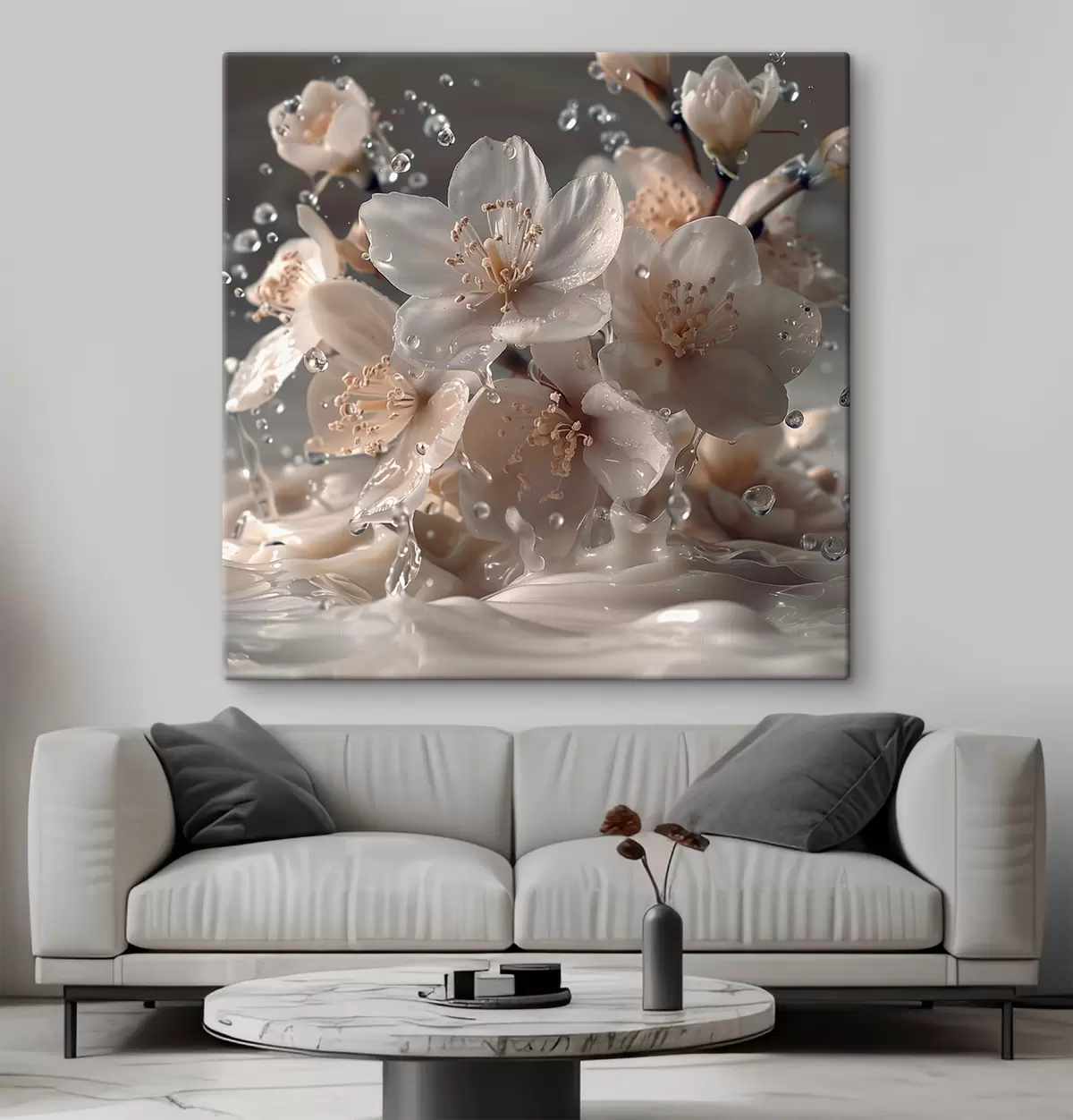  Peintures Fleurs de jasmin dans un tourbillon de gouttelettes s41003