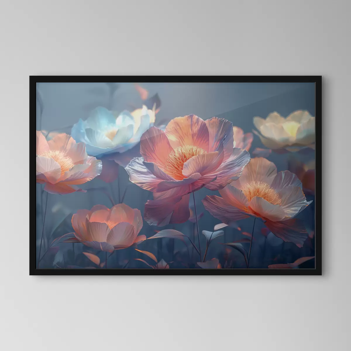 Poster Magische klaprozen met een blauwe tint f40958