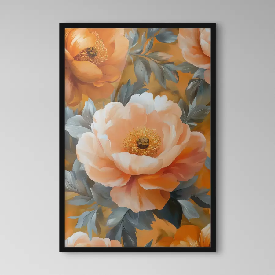 Fotobehang Grote perzikkleurige bloemen f40961