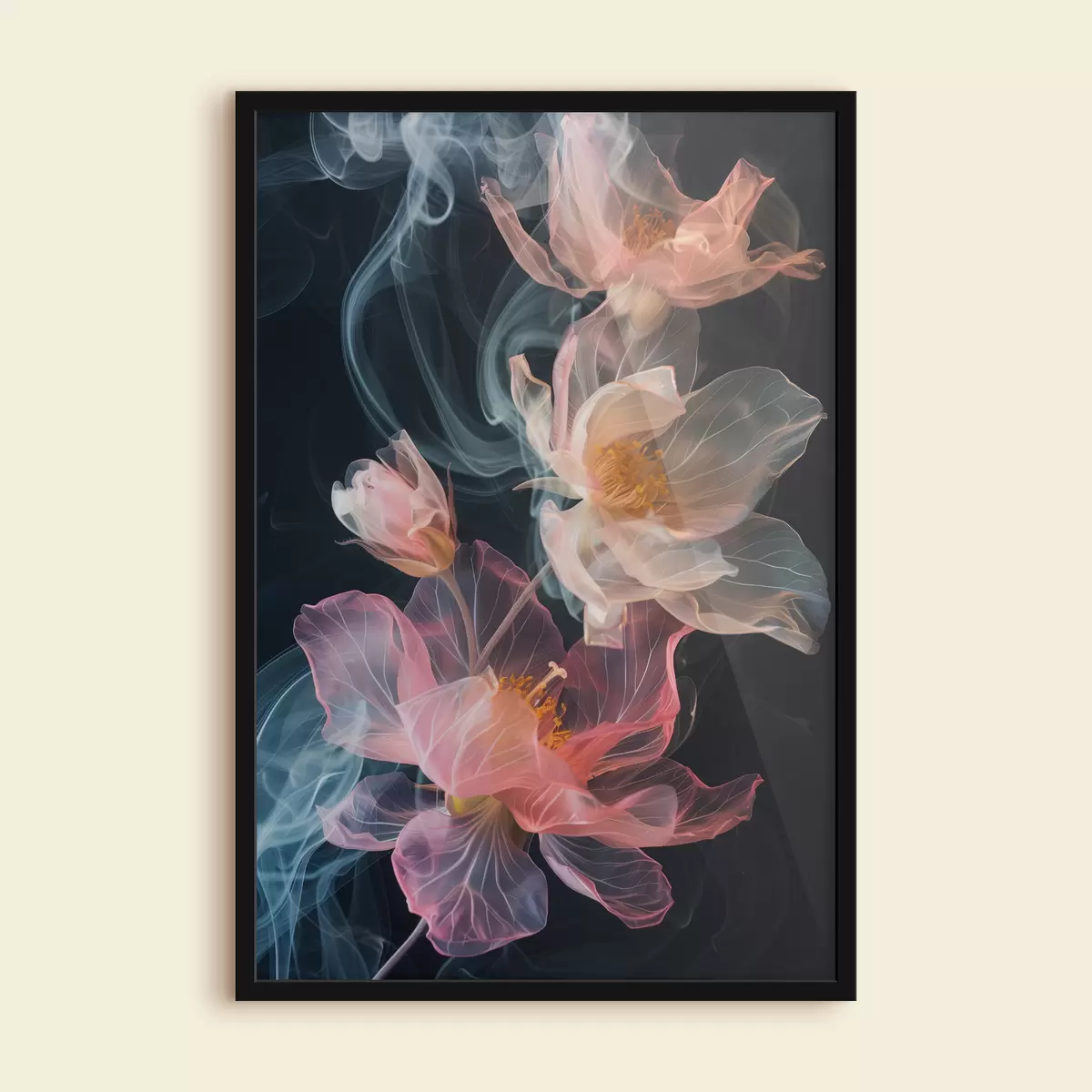 Affiche Fleurs délicates et aériennes entourées de fumée f40967