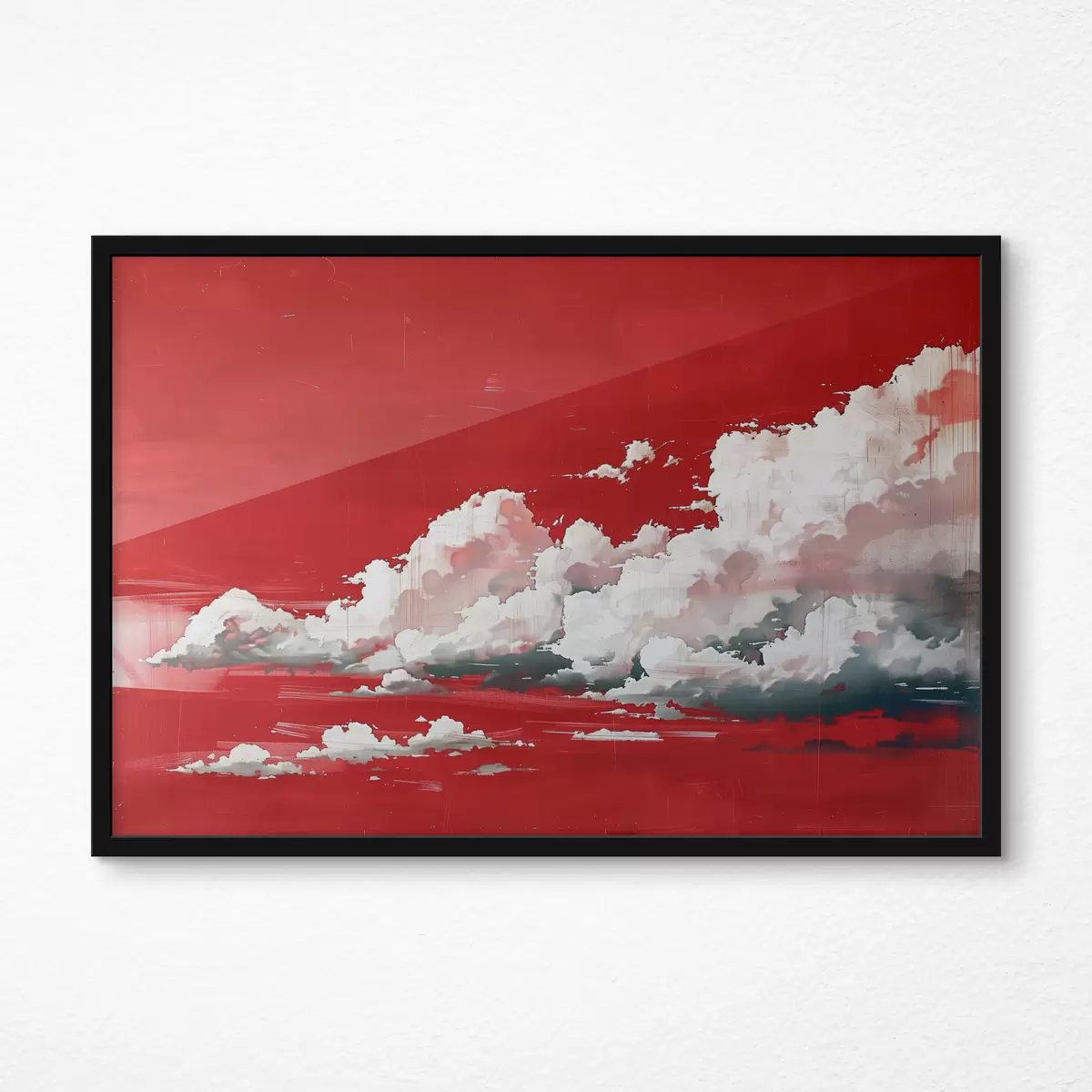 Affiche Nuages orageux sur fond rouge f40987