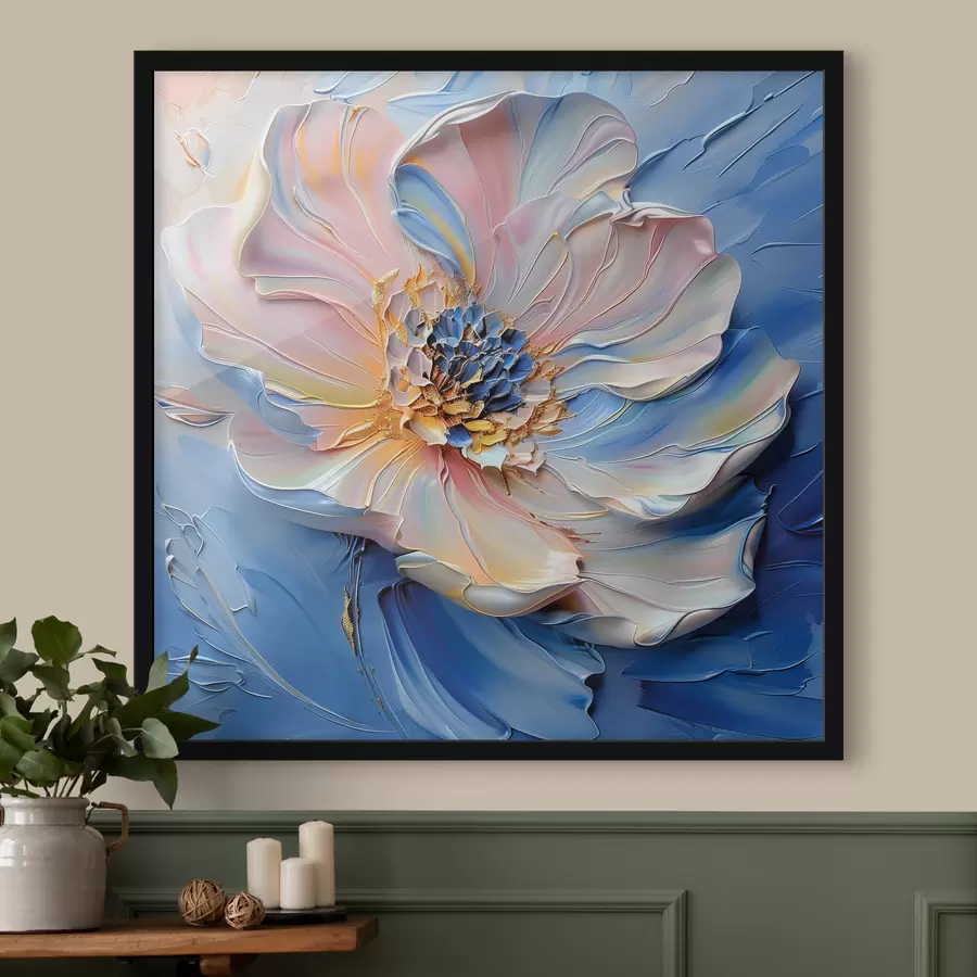 Fotobehang Een grote bloemknop met brede verfstreken f40993