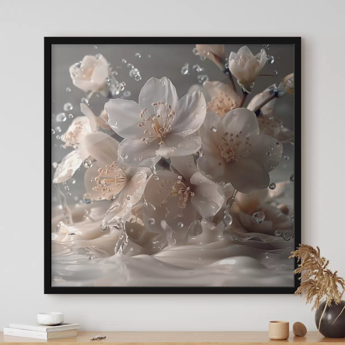 Affiche Fleurs de jasmin dans un tourbillon de gouttelettes f41003