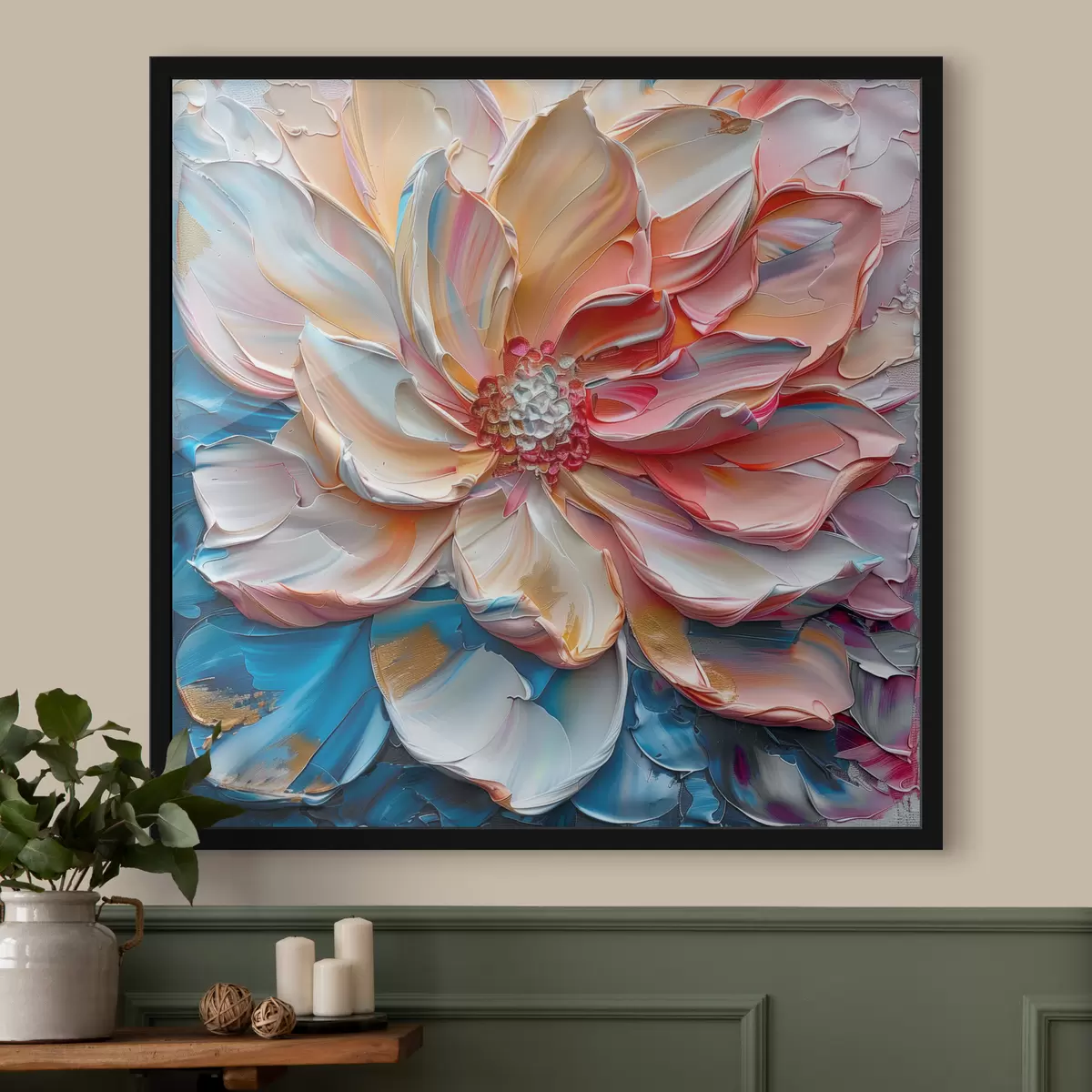 Poster Kleurrijke bloemblaadjes met krachtige penseelstreken f41005