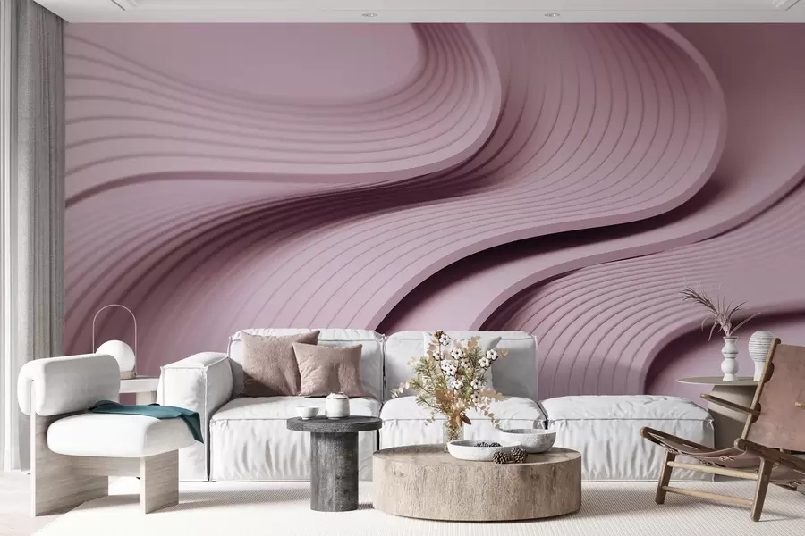 Fotobehang Elegante volumineuze golven in 3D-stijl in poedertinten w01147v1