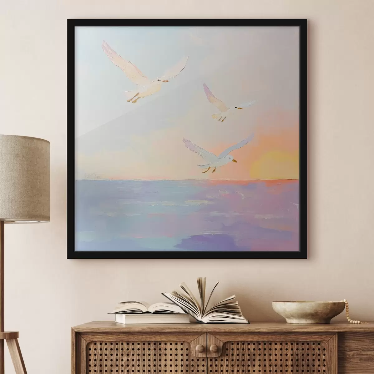 Poster Zeemeeuwen bij de zee f41159