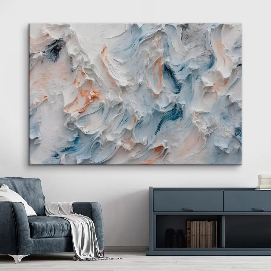  Peintures Abstraction avec des couleurs blanches, orange et bleues s41026