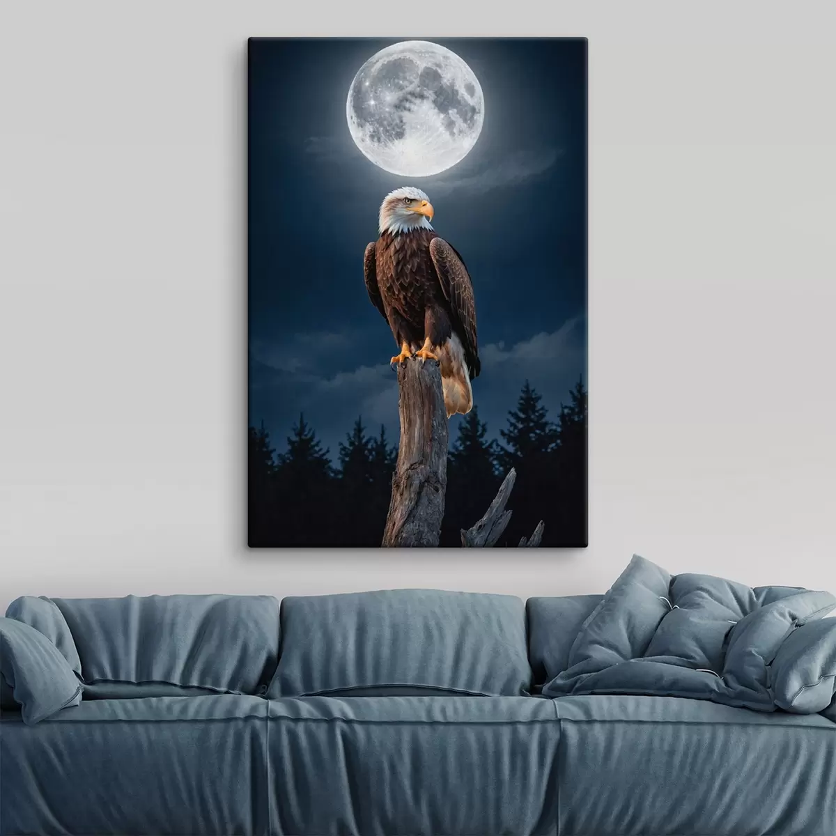  Peintures Aigle sur fond de lune s41043