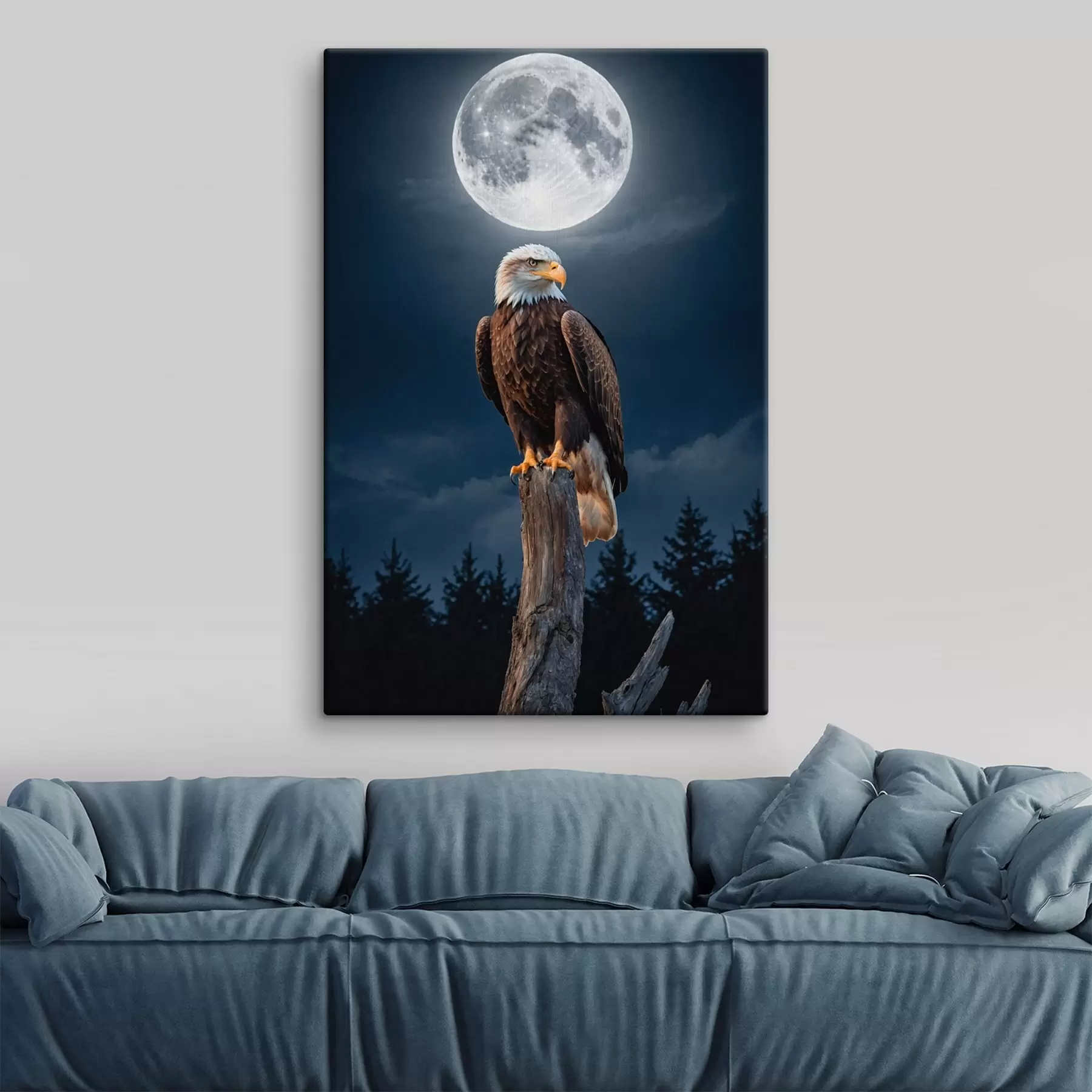  Peintures Aigle sur fond de lune s41043