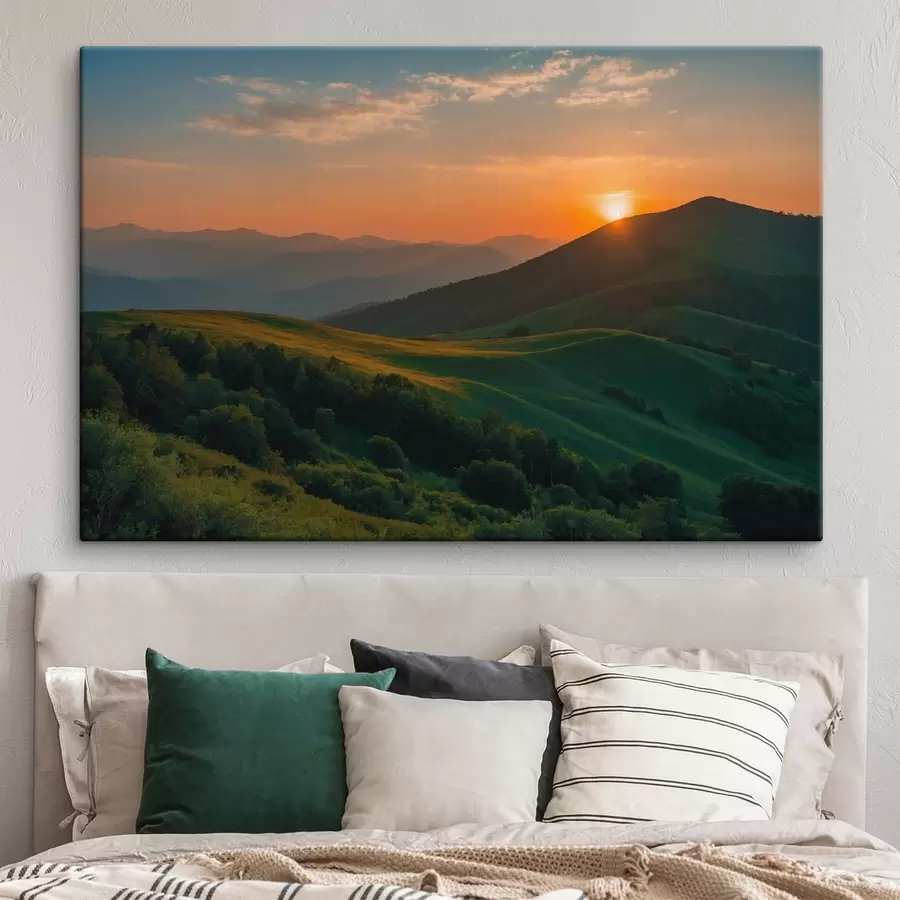  Schilderijen Uitzicht vanaf de berg bij zonsondergang s41045