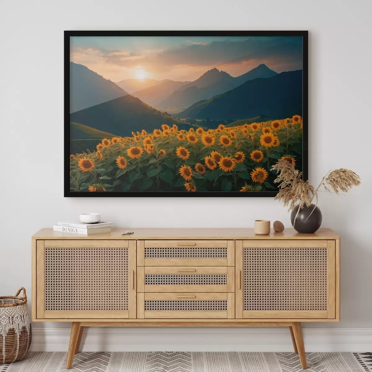 Affiche Tournesols contre montagnes f41049
