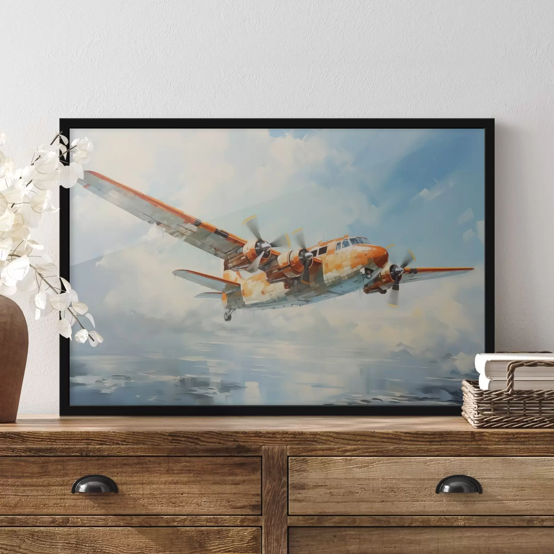  Peintures L'avion vole dans le ciel f41239