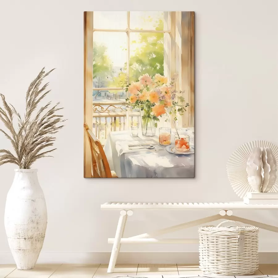  Schilderijen Romantisch diner, aquarel, boho stijl, bloemen, natuur s41165