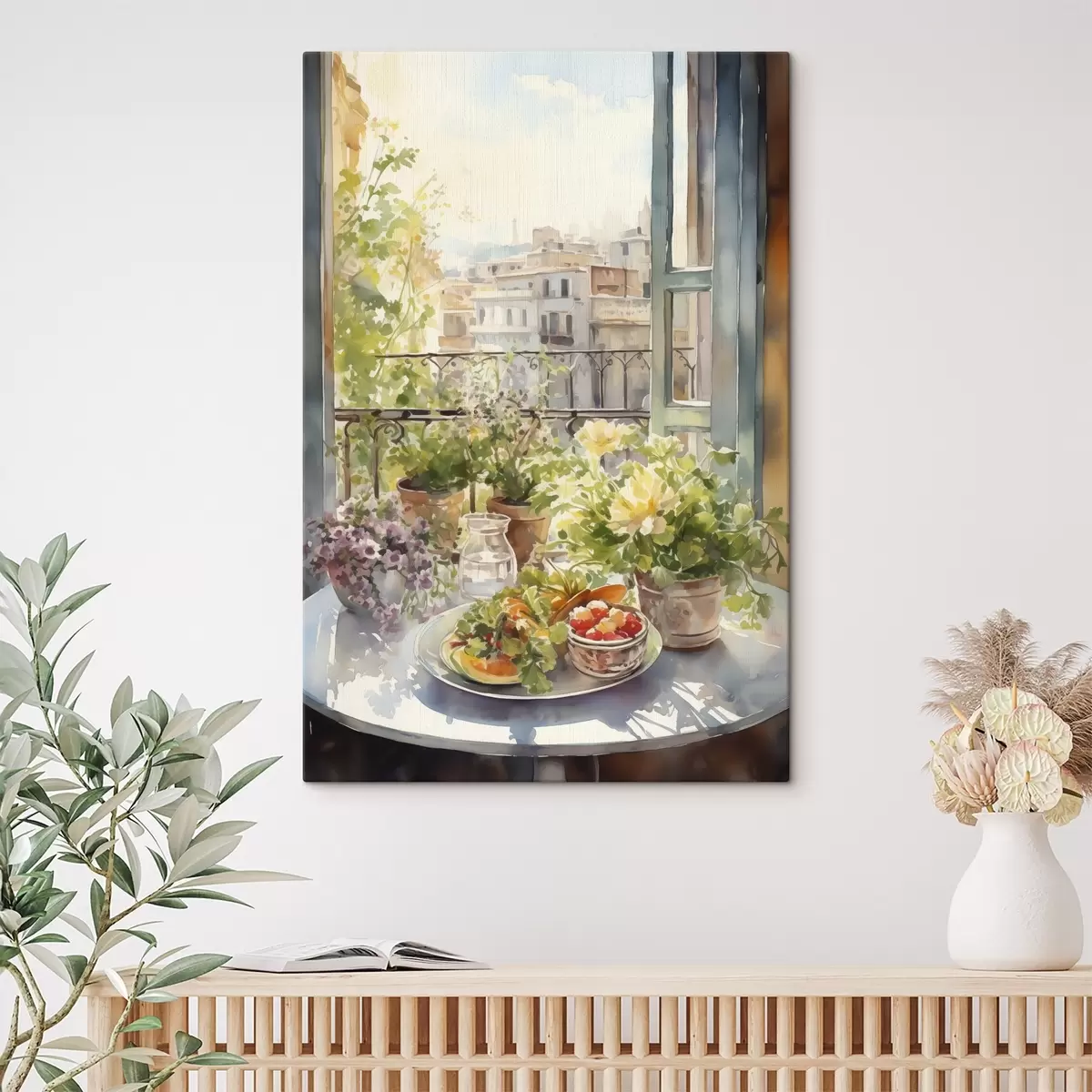  Peintures Dîner romantique avec vue sur la ville, aquarelle, floral s41168
