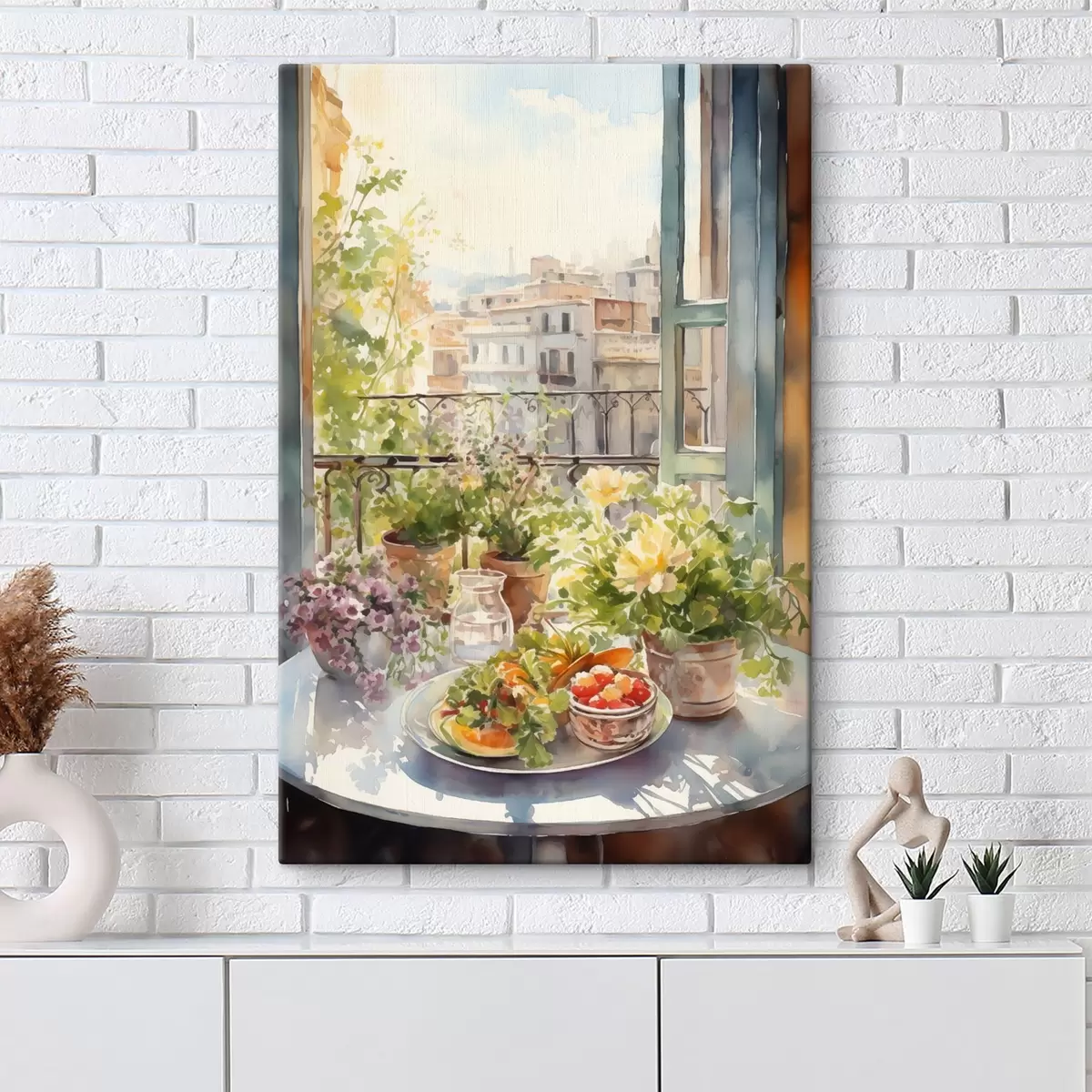  Peintures Dîner romantique avec vue sur la ville, aquarelle, floral s41168
