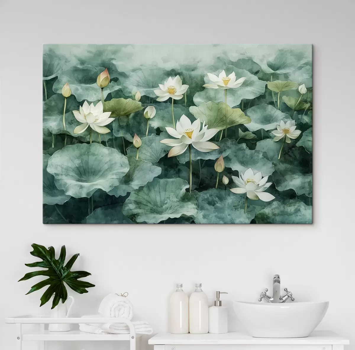  Peintures Lotus dans l'étang, aquarelle, verdure s41228