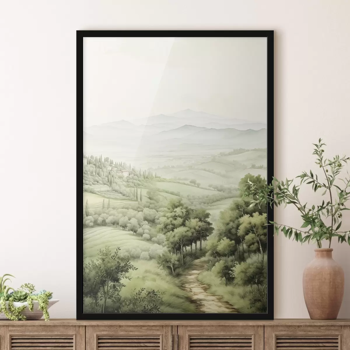 Affiche Beaux paysages d'aquarelle, rustique, été f41221