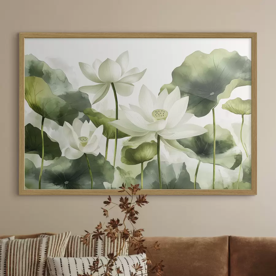 Papier peint photo Belle aquarelle de fleurs de lotus f41227