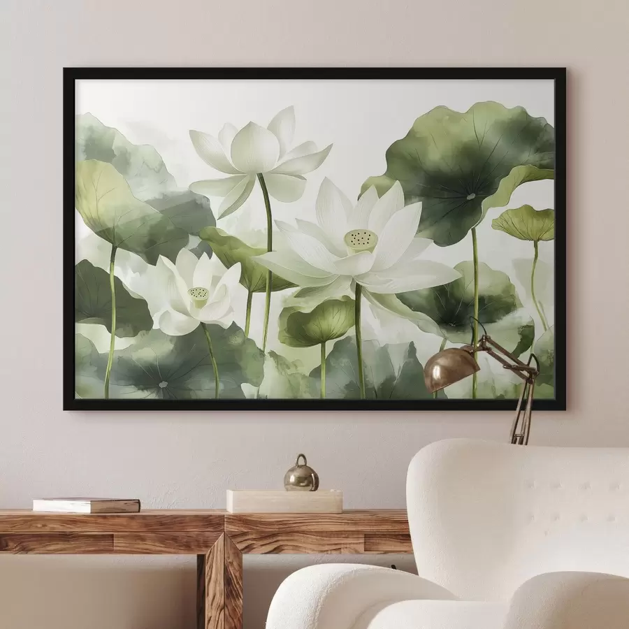Papier peint photo Belle aquarelle de fleurs de lotus f41227