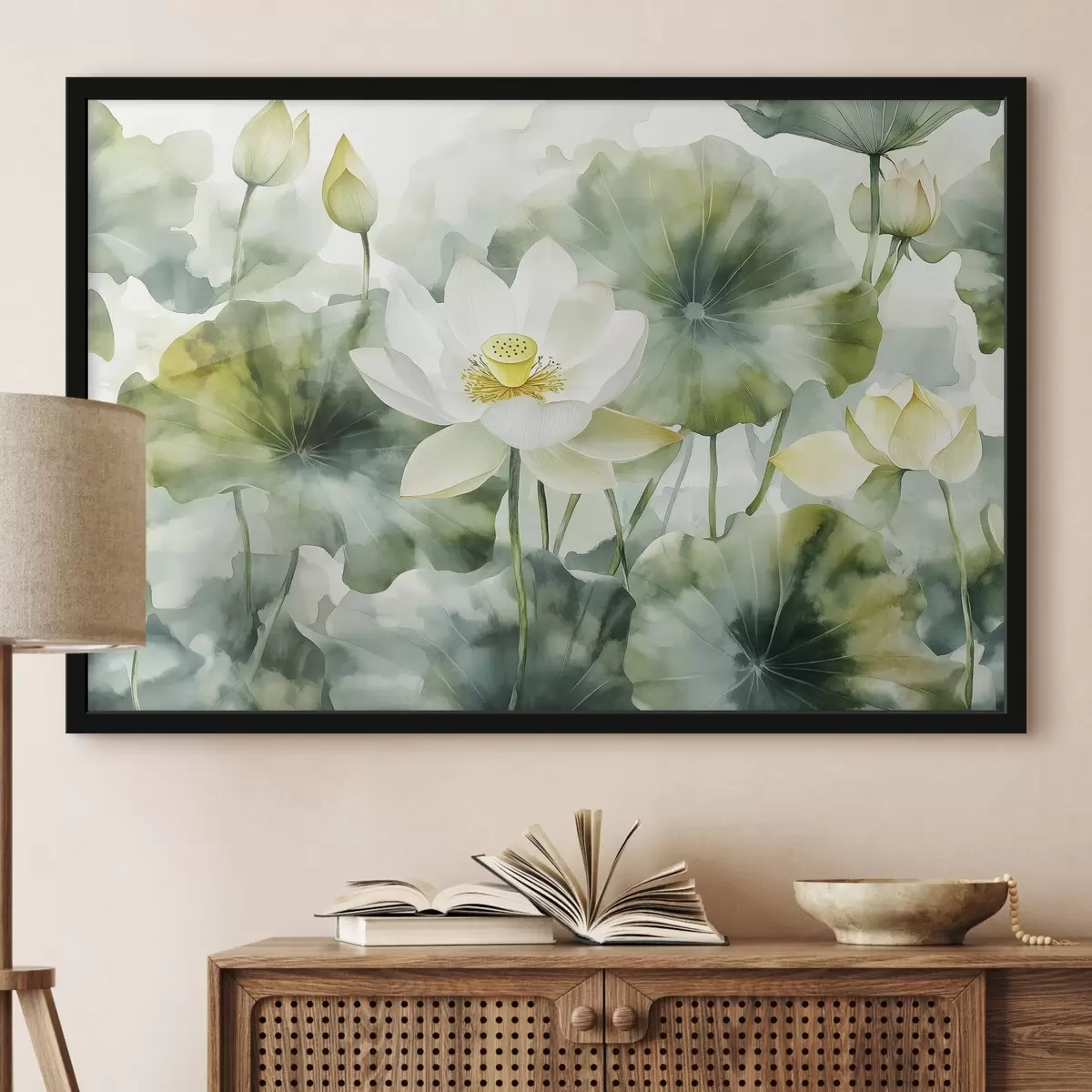 Affiche Fleurs de lotus, aquarelle douce, floral f41229