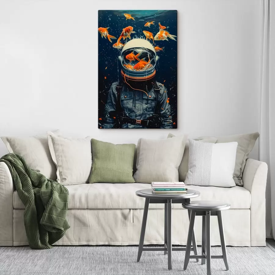  Peintures Astronaute nageant avec des poissons enjoués s39041