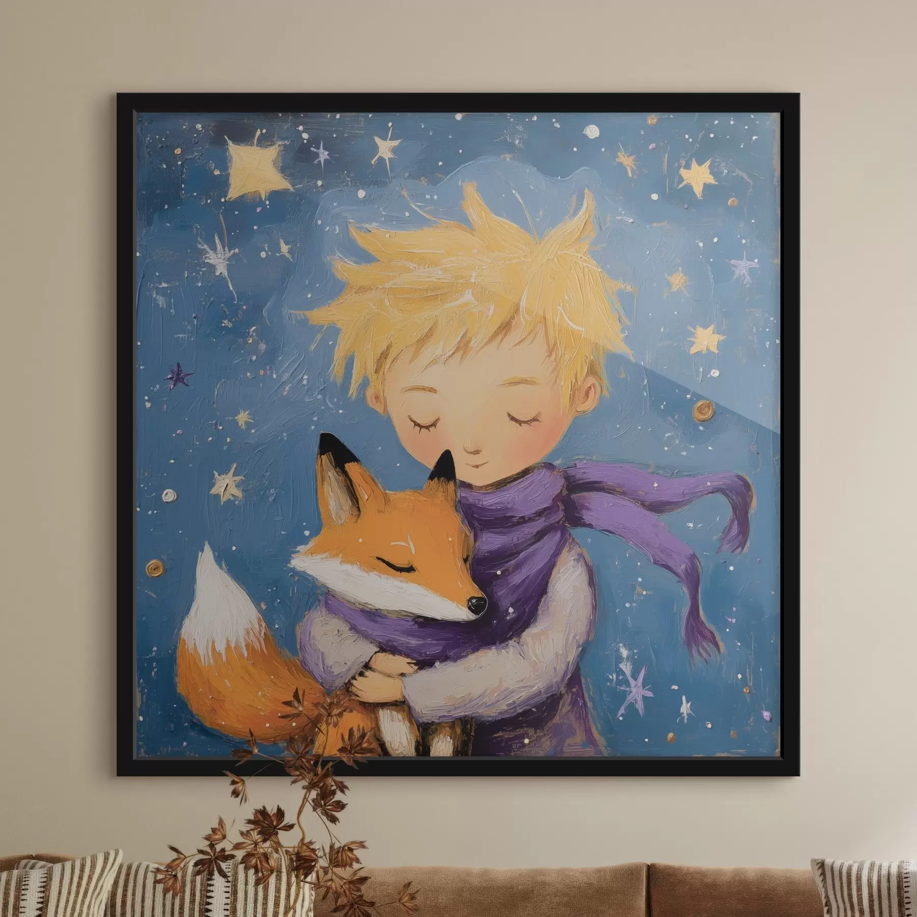 Papier peint photo Le petit prince embrasse le renard f41347