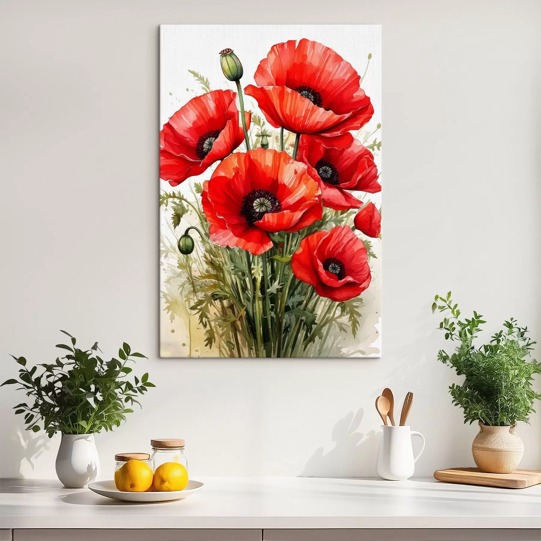  Peintures grands coquelicots rouges s41404
