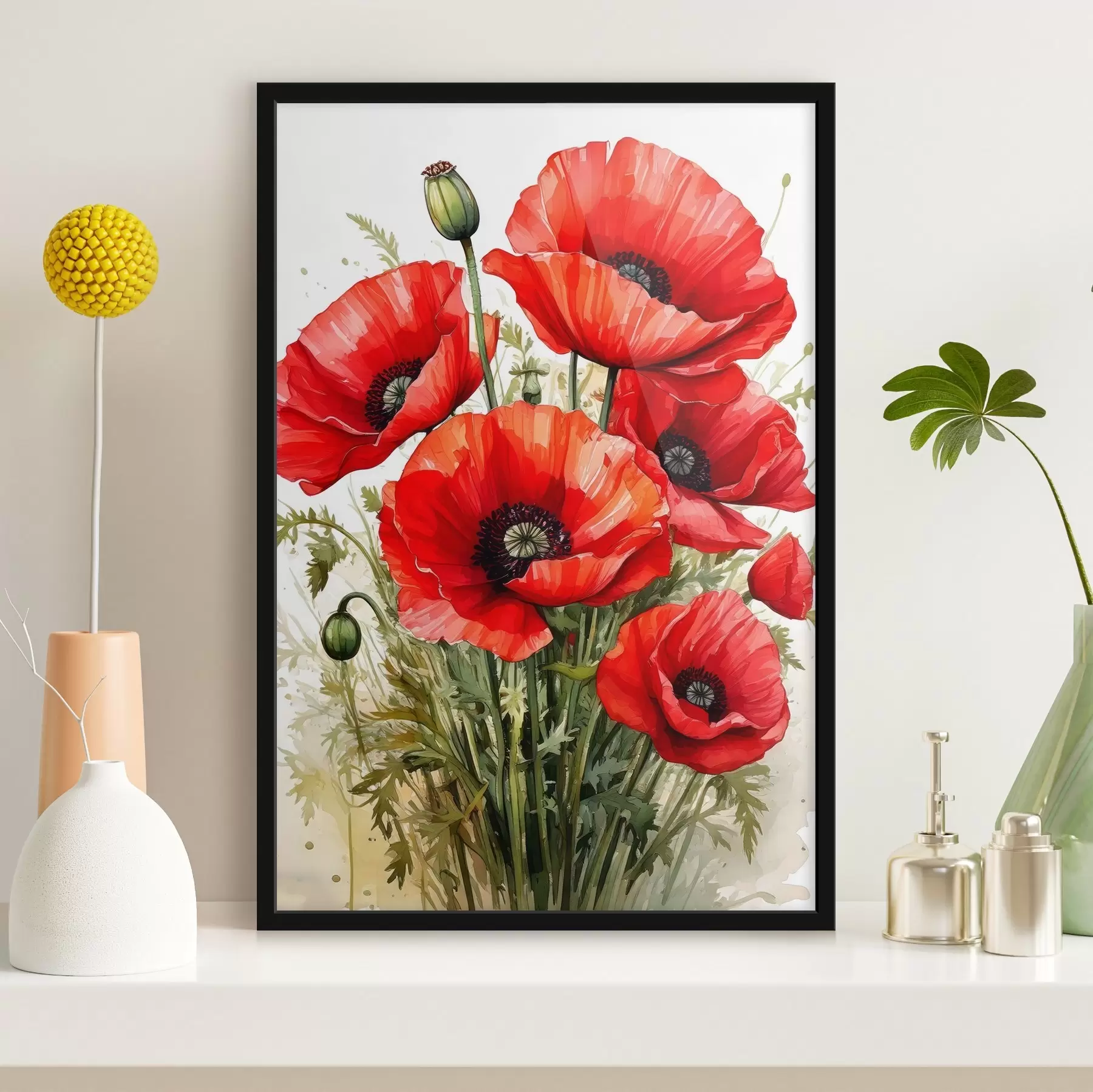 Fotobehang rode grote klaprozen f41404