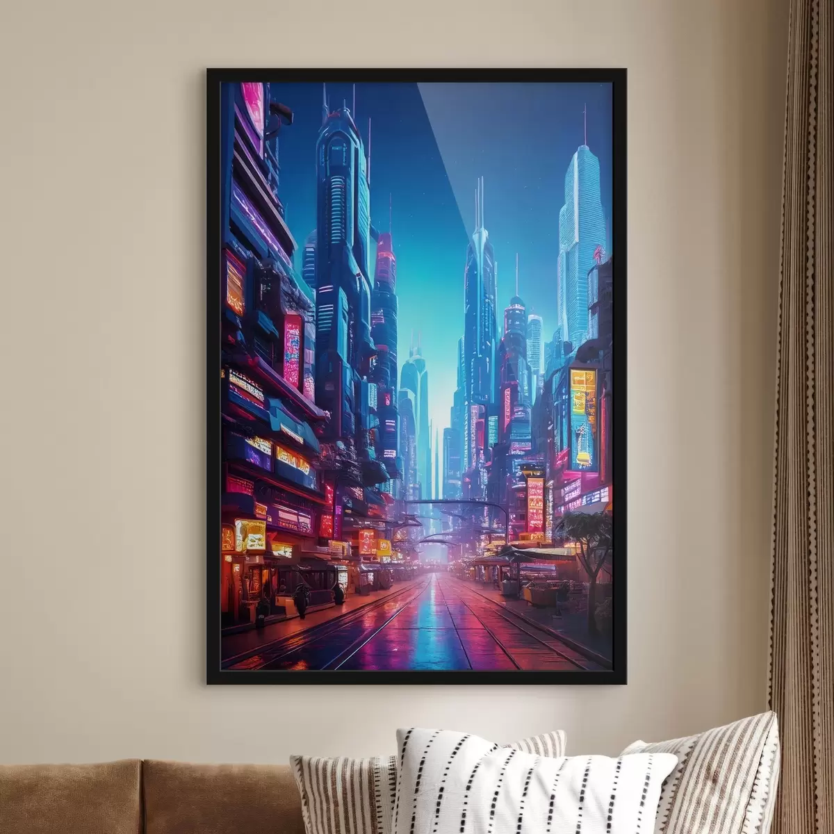 Poster futuristische nachtstad f41410