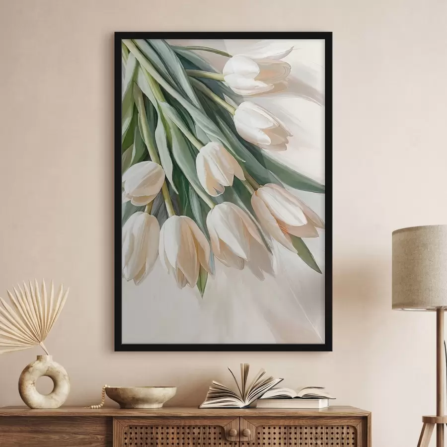 Papier peint photo Gros plan sur des tulipes blanches f38271